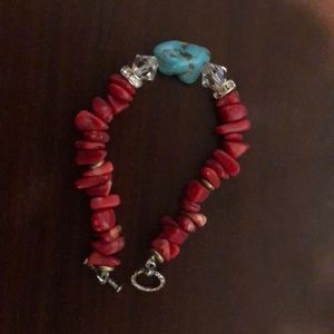 Coral and turquoise bracelet
